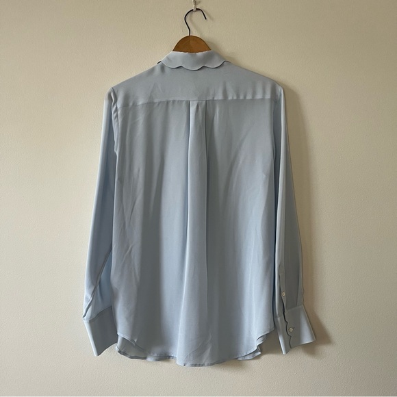 NWOT Women’s Banana Republic Blue Silk Blouse with Scalloped Trim - Picture 6 of 10